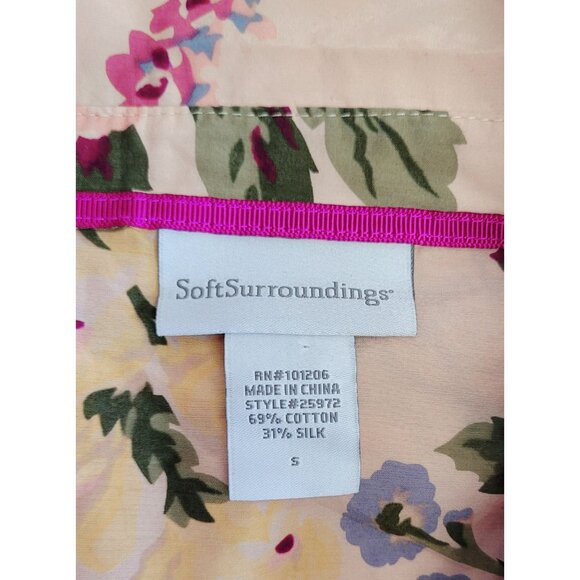 Soft Surroundings Red Pink Floral Long Sleeve Blouse Silk Blend Size S - Picture 11 of 11